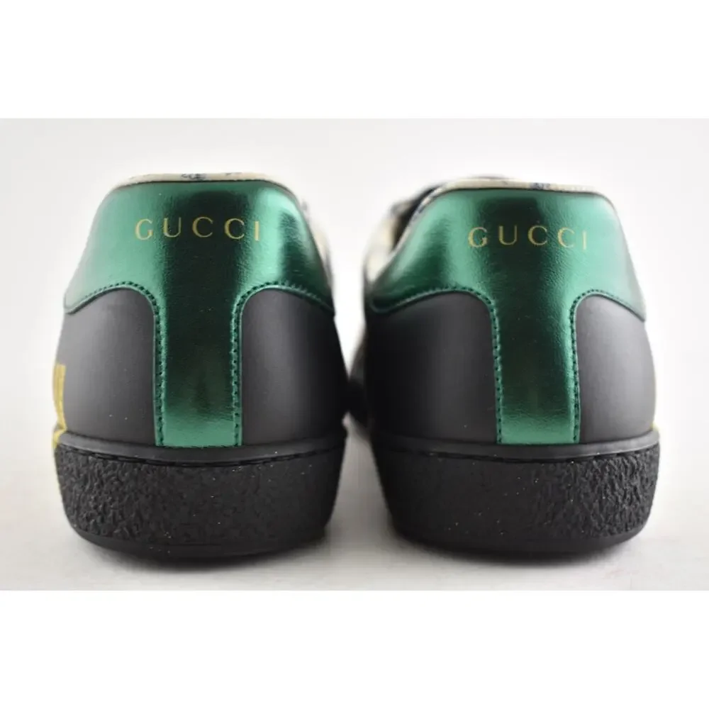 Gucci Mens Black New Ace Guccy Leather Gold Flat Low Top Lace Sneaker G 10 11 - Picture 11 of 12